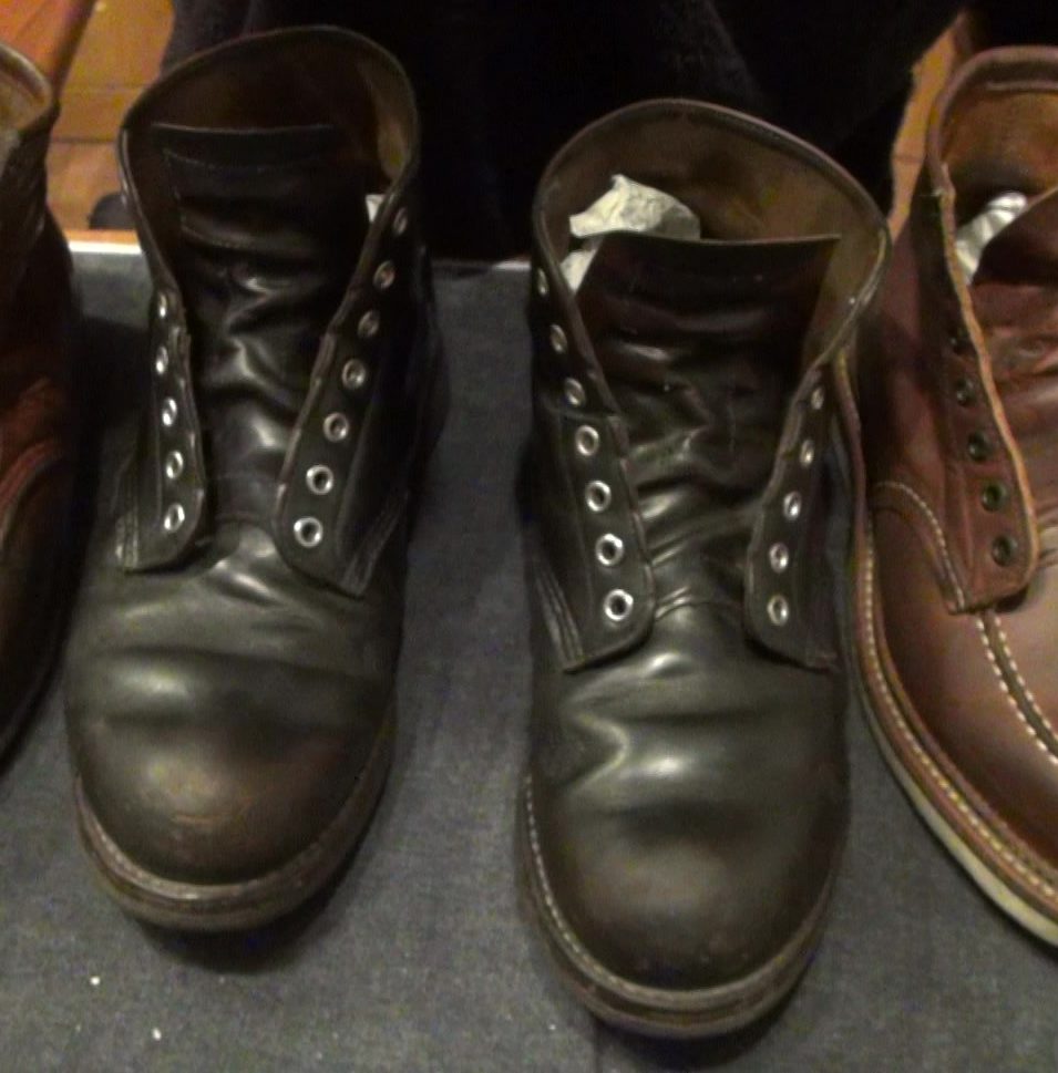 レッドウィング9870　経年変化　ブラッククロンダインク　動物性オイル　靴磨き