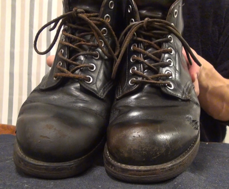 レッドウィング ブラッククロンダイク 茶芯の手入れ クリーム別の靴磨き 仕上がり比較 経年変化