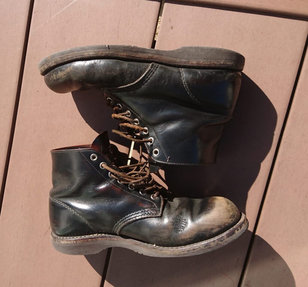 レッドウィング ブラッククロンダイク 茶芯の手入れ クリーム別の靴磨き 仕上がり比較 経年変化